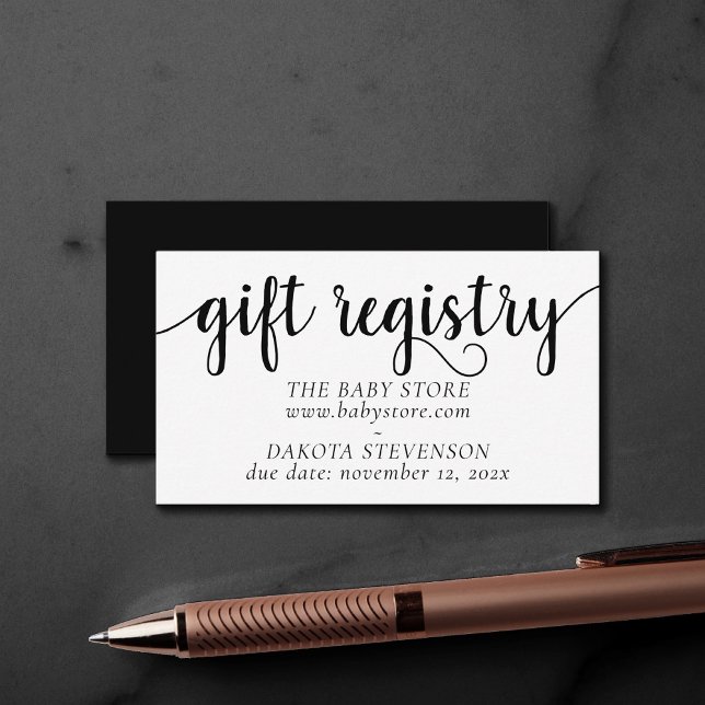 Simple Gift Registry | Black Script Any Event Enclosure Card (Creator Uploaded)