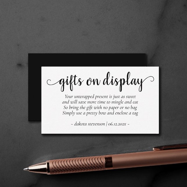 Simple Gifts on Display | Black Script Any Event Enclosure Card (Creator Uploaded)