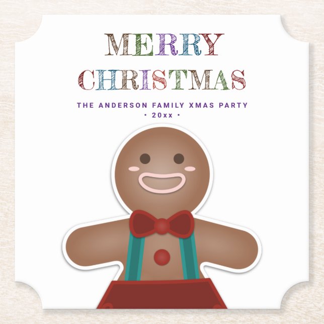 Simple Gingerbread Cookies Christmas Holiday Party Paper Coaster (Front)