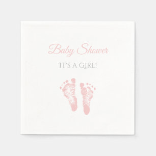 Simple Girl Baby Shower Precious Pink Footprints Napkin