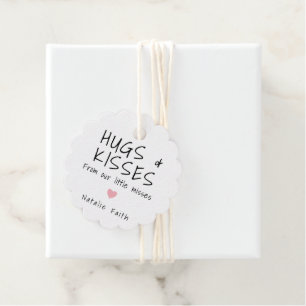 Simple Girl Pink Heart Cute Baby Shower Favour Tags