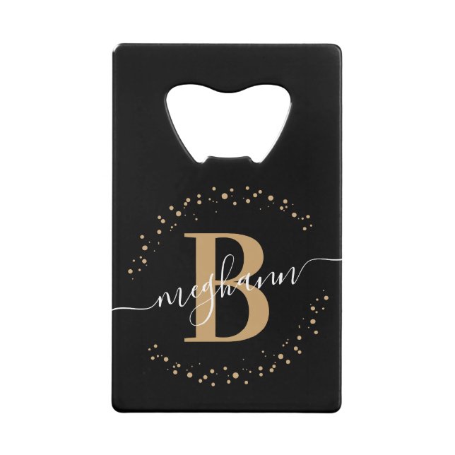 Simple Girly Black Gold Name Monogrammed (Front)
