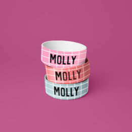 Simple Girly Bright Pink Check Graphic Modern  Bowl