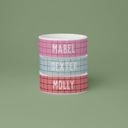 Simple Girly Coral Black Check Graphic Modern Bowl