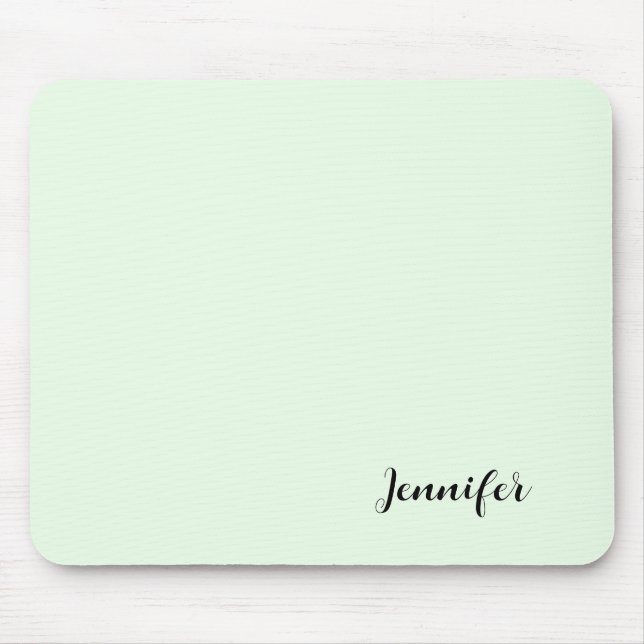 Simple Girly Personalised Script Mint Green Mouse Mat (Front)