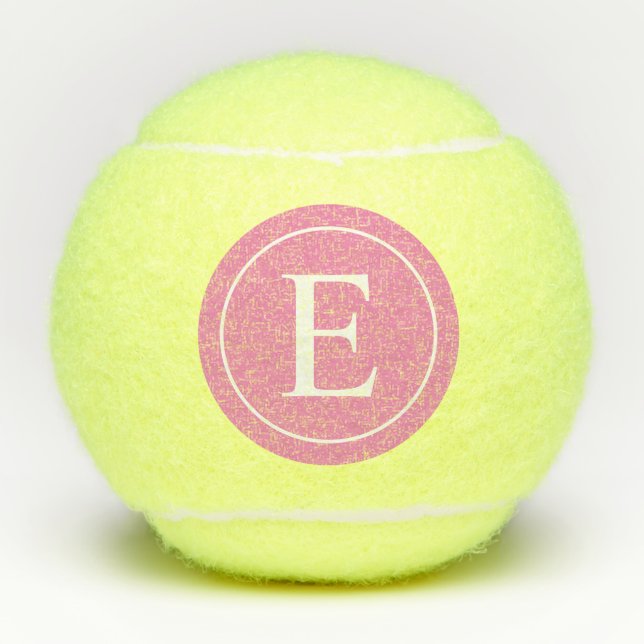 Simple Girly Pink Monogram Initial Letter Tennis Balls (Front)