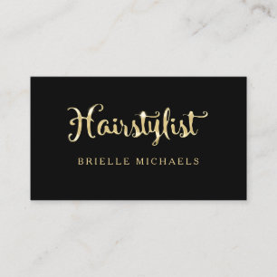 Simple Glamour FAUX Black and Gold Hairstylist Business Card