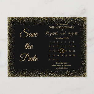 Simple Gliter Anniversary 50th Save The Date Announcement Postcard