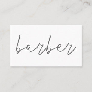 Simple glitter grey charcoal barber handwritten business card