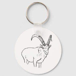 Simple Goat drawing Key Ring