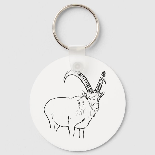 Simple Goat drawing Key Ring (Front)