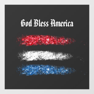*~* Simple GOD BLESS AMERICA American Flag Window Cling