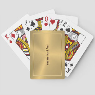Simple god texture with gold border monogram playing cards
