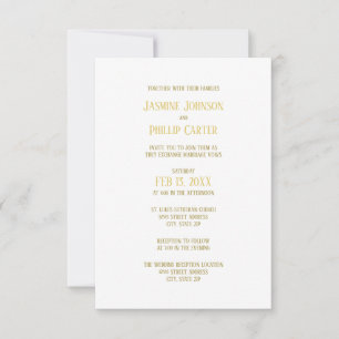Simple Gold - 3x5 Wedding/Reception Invitation