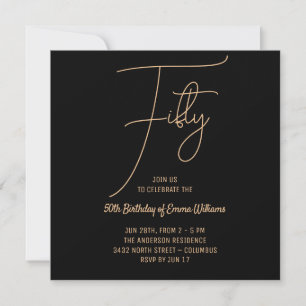 Simple Gold 50th Birthday Save The Date