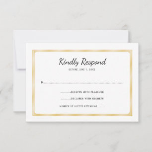 Simple Gold and White Event RSVP Card