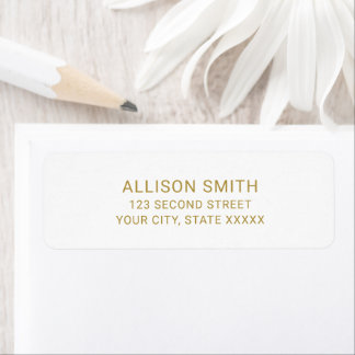 Simple Gold and White Minimalist address