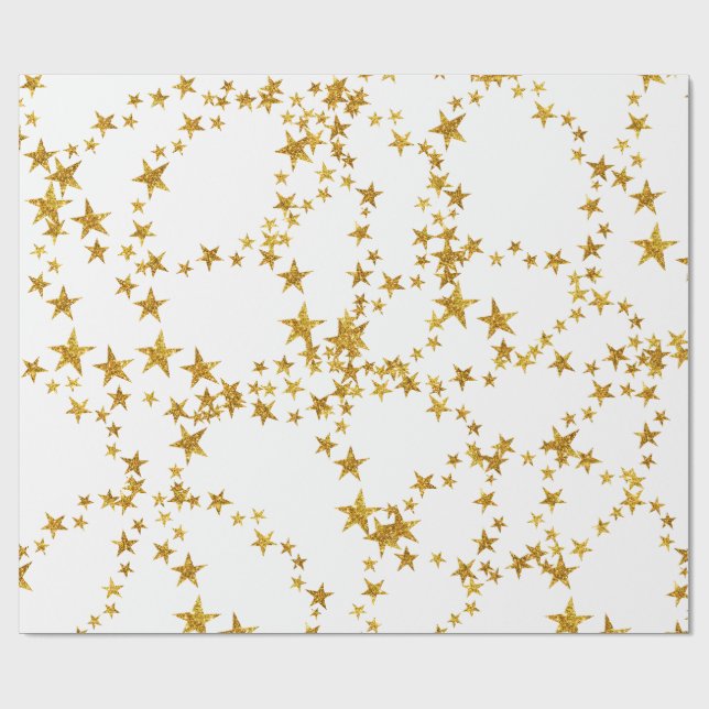 Simple Gold and White Star Wrapping Paper (Flat)