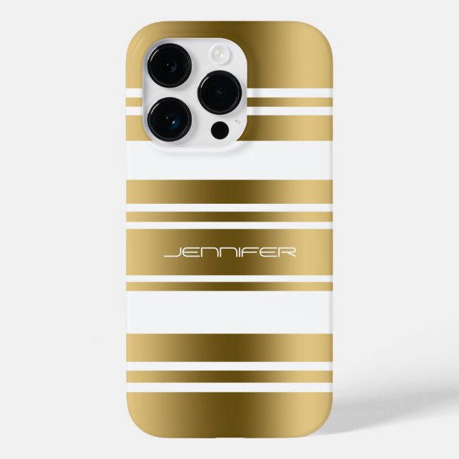 Simple Gold And White Stripes Pattern Print Case-Mate iPhone Case (Back)