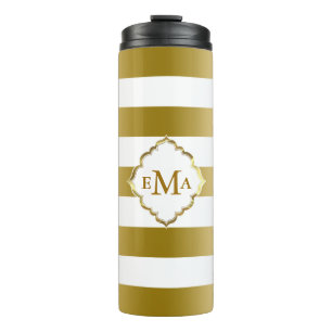 Simple Gold And White Stripes Thermal Tumbler