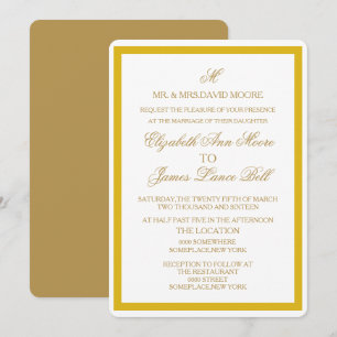 Simple Gold and White Wedding Invitation