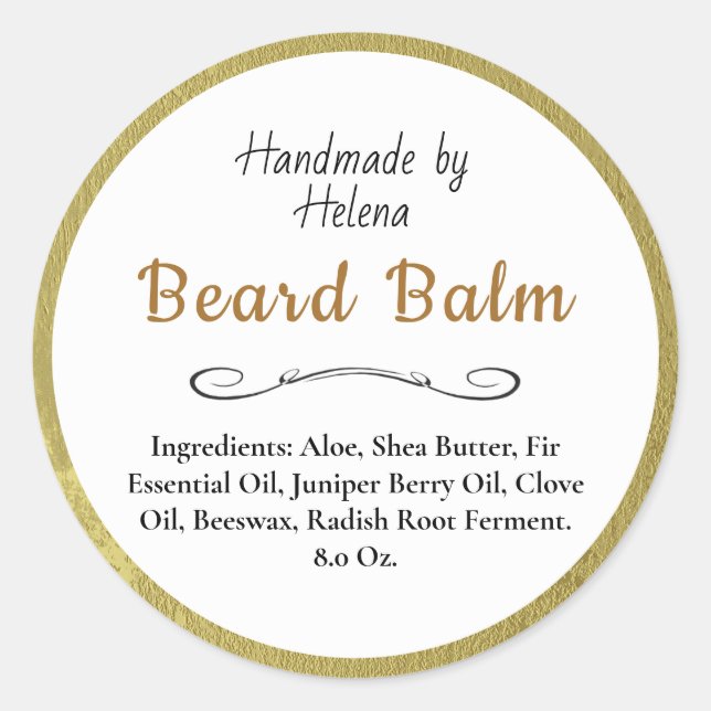 Simple Gold Beard Balm Product Label (Front)