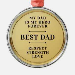 Simple Gold Best Dad First Place Champion Medal Metal Tree Decoration