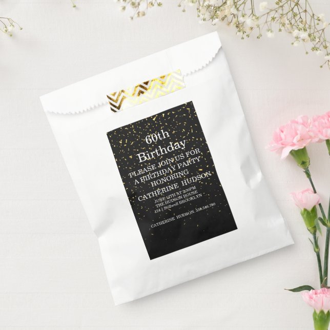 Simple gold Black 60th birthday Favour Bags (Sealed)