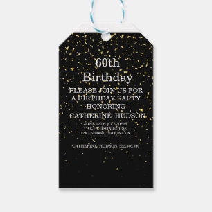 Simple gold Black 60th birthday Gift Tags