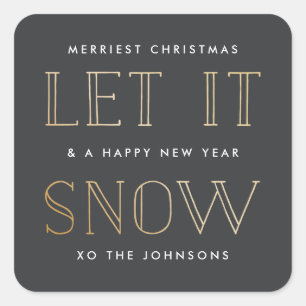 Simple Gold + Black Christmas Stickers