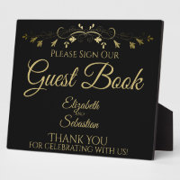 Simple Gold & Black Please Sign Guest Book Sign