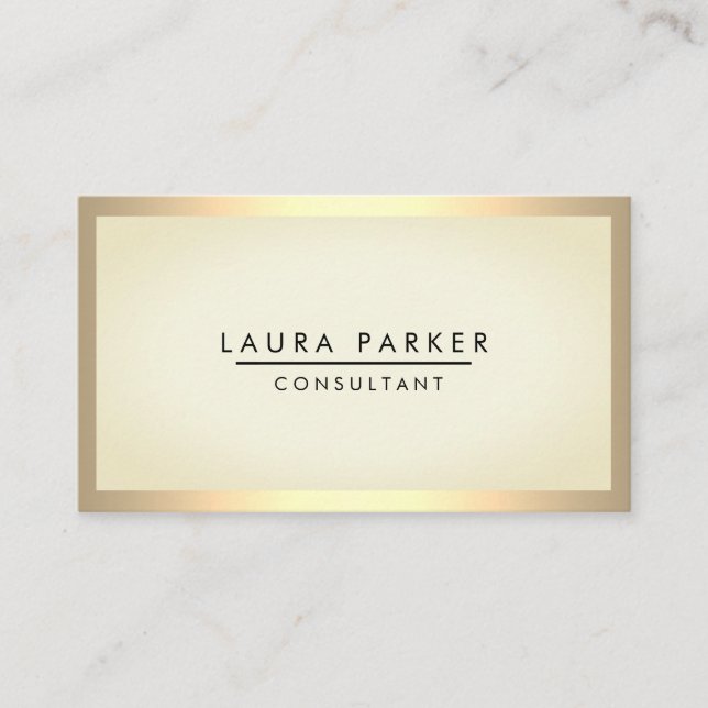 Simple Gold  Black White Modern Professional Business Card (Front)