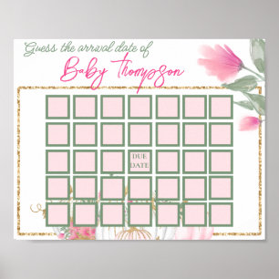 Simple Gold Blush Pink Pumpkin Baby Shower Games Poster