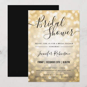 SIMPLE Gold Bokeh Lights Bridal Shower Invitation
