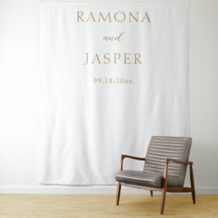 Simple Gold Bold Modern Wedding Backdrop Tapestry