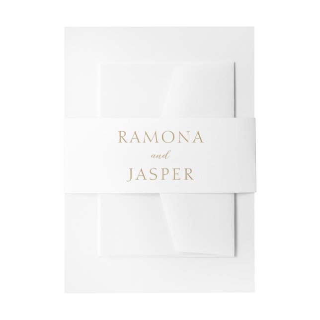 Simple Gold Bold Modern Wedding Invitation Belly Band (Front Example)