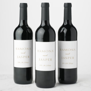 Simple Gold Bold Modern Wedding Wine Label