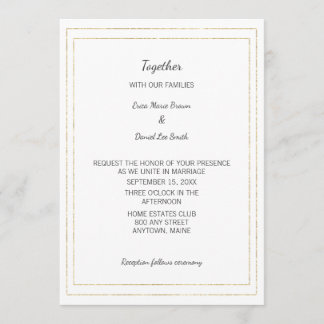 Simple Gold Border Wedding Invitation