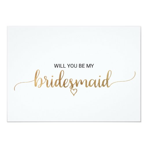 Image of Simple Gold Calligraphy Bridesmaid Proposal Invitation