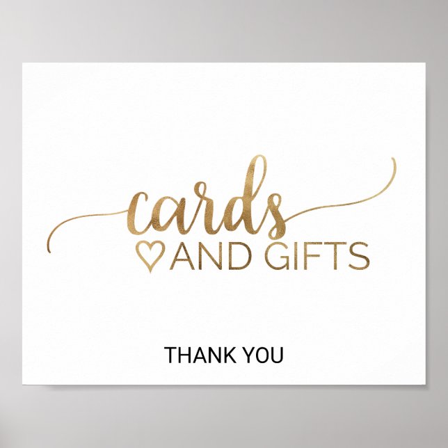 Simple Gold Calligraphy Cards and Gifts Sign (Front)