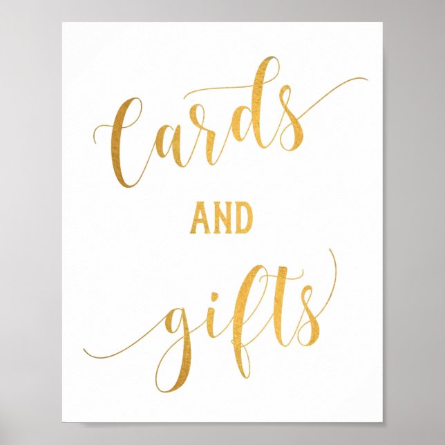 Simple Gold Calligraphy Cards ans Gifts Sign (Front)