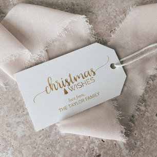 Simple Gold Calligraphy Christmas Gift Tags