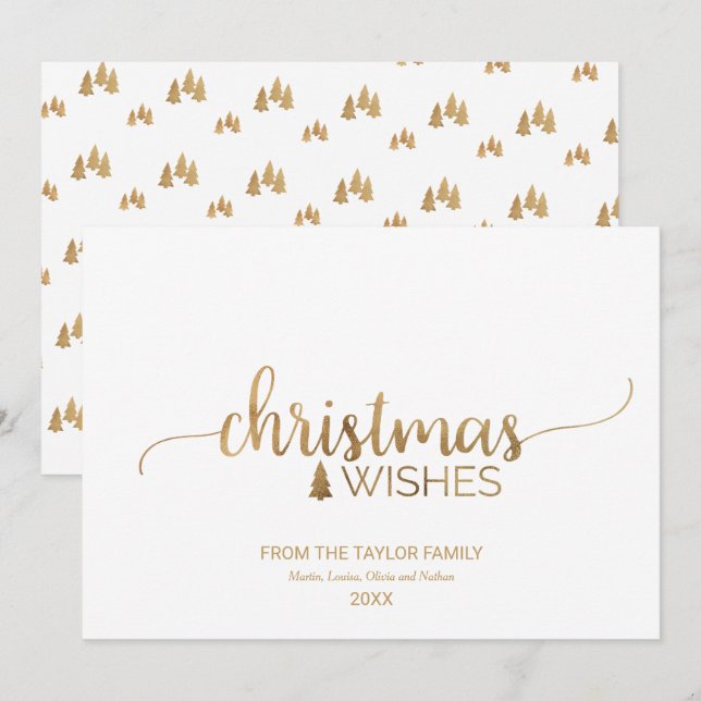 Simple Gold Calligraphy Christmas Holiday Card (Front/Back)
