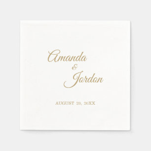 Simple Gold Calligraphy Cocktail Napkin