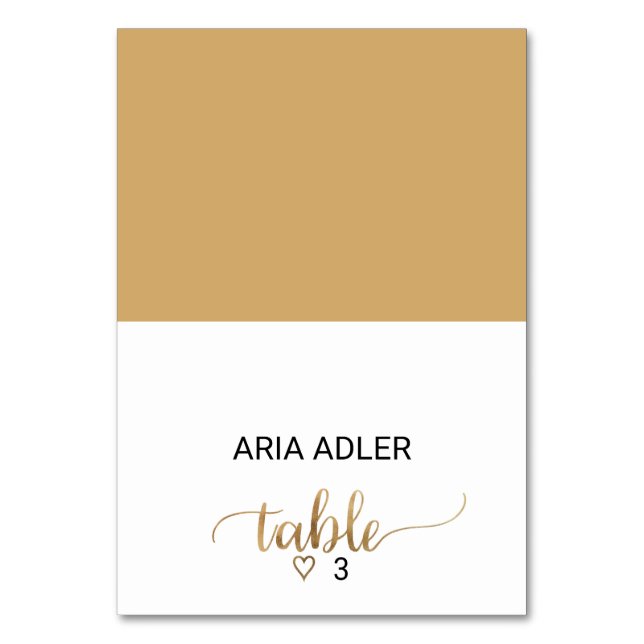 Simple Gold Calligraphy Escort Place Card (Front)