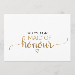 Simple Gold Calligraphy Maid Of Honour Proposal Invitation