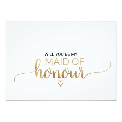 Image of Simple Gold Calligraphy Maid Of Honour Proposal Invitation