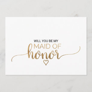 Simple Gold Calligraphy Maid Of Honour Proposal Invitation