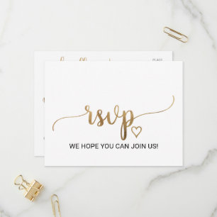 Simple Gold Calligraphy Menu Choice RSVP Postcard