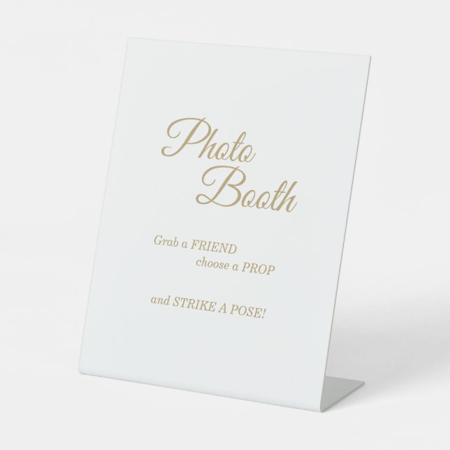 Simple Gold Calligraphy Photo Booth Pedestal Sign (Front)